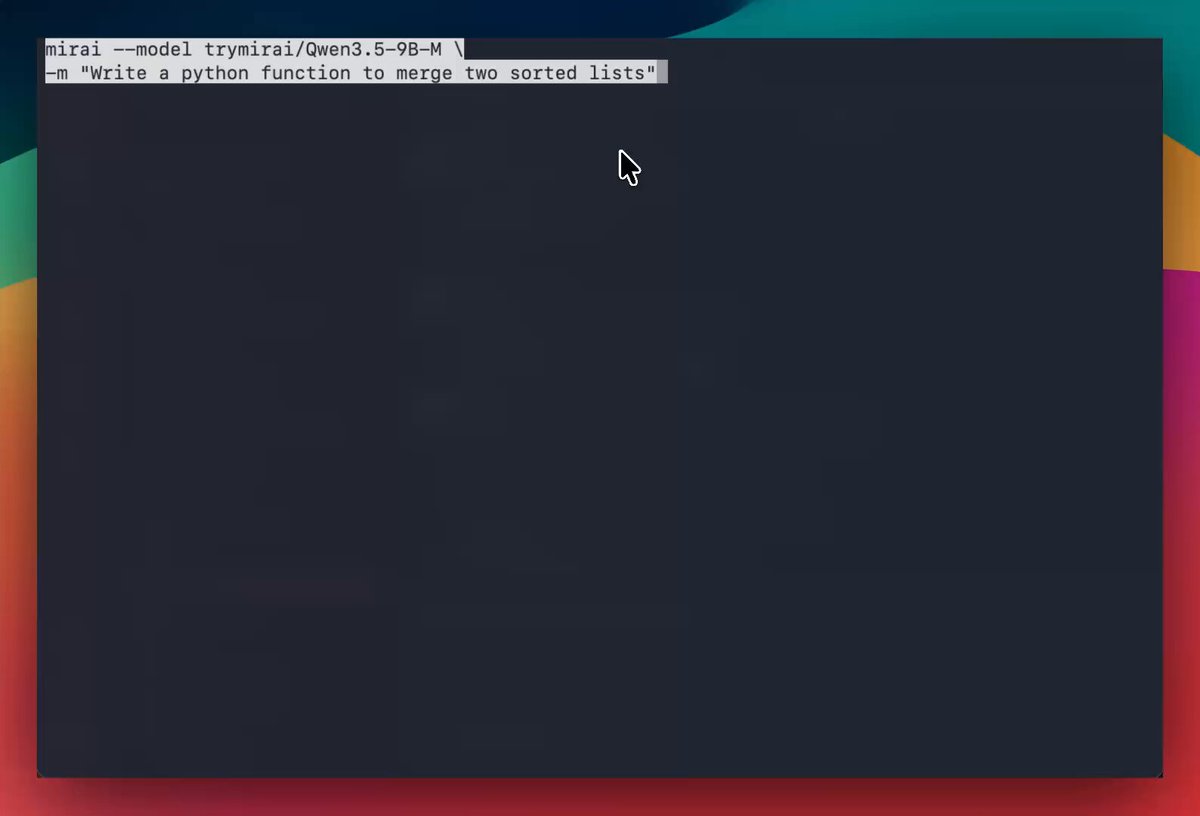 Mirai CLI 实时推测解码运行录屏预览